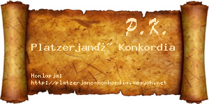Platzerjanó Konkordia névjegykártya